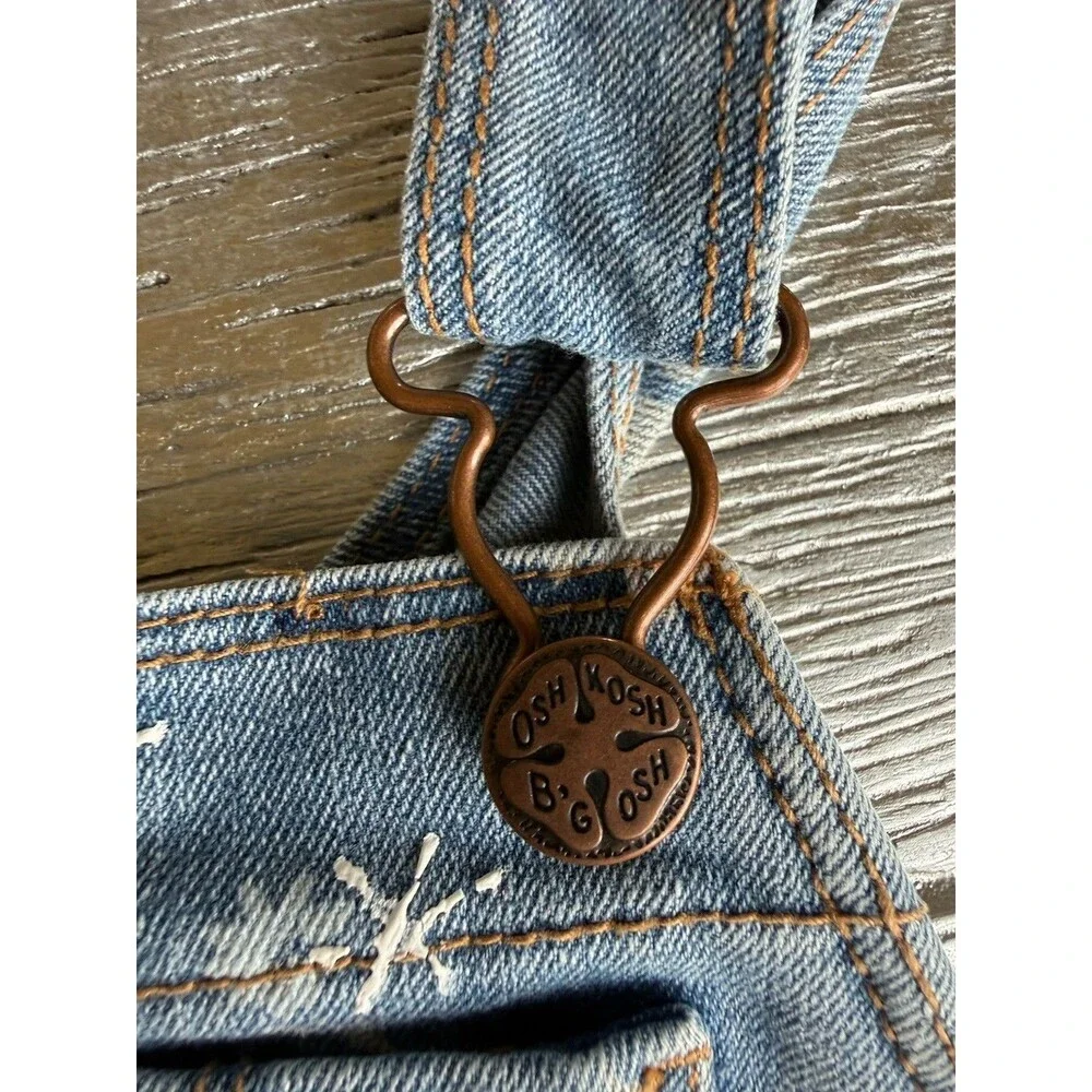 OshKosh B’gosh Girls 3T Denim Snowman Overall Jumper Dress Winter Applique